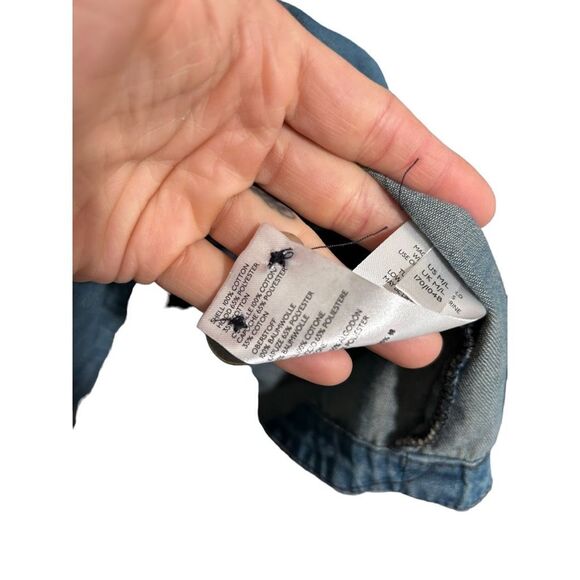 Anthropologie Pilcro Button Front Removable Hood Denim Kimono Jacket Blue Medium - Picture 7 of 12